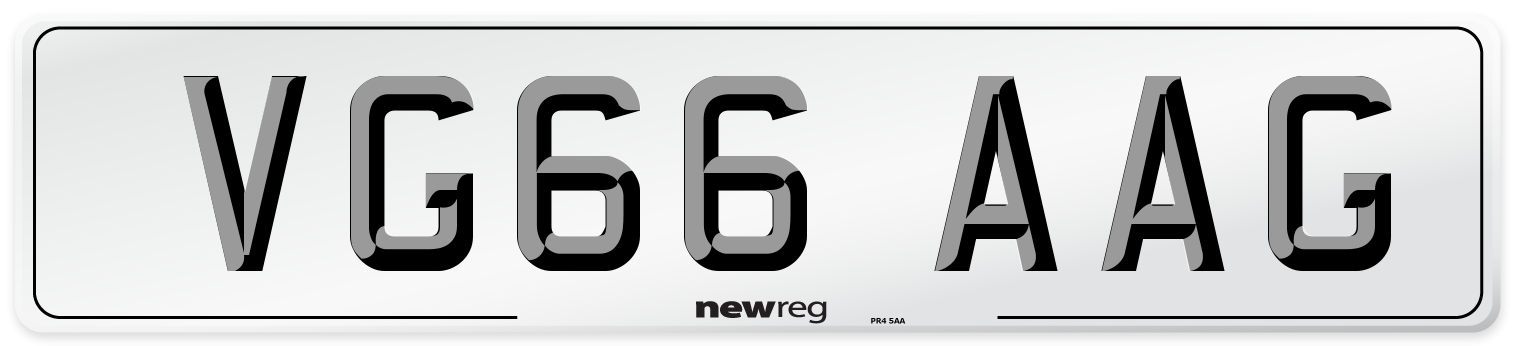 VG66 AAG Number Plate from New Reg